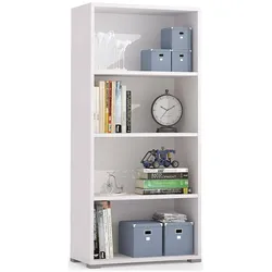 Dmora Bücherregal Giacinto, Bibliothek mit 3 verstellbaren Einlegeböden, Bücherregal, Schrankwand mit Regalen, 100% Made in Italy, 60x30h130 cm, Weiß