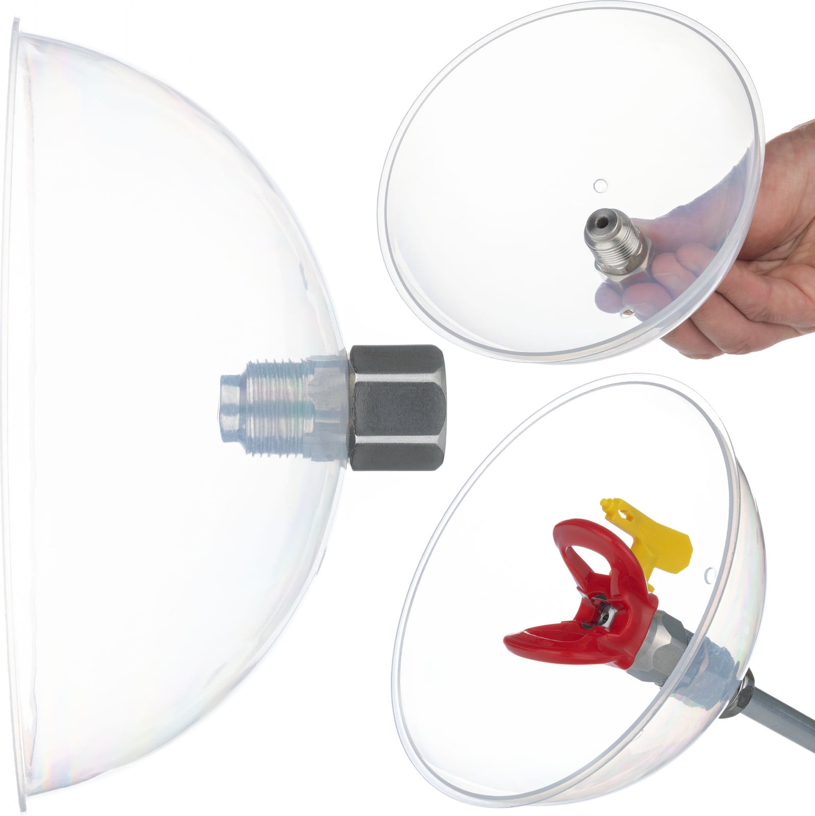 ROSFIX Spatscherm voor Spuitpistool - Doorzichtig en Chemisch Bestendig - 7/8 inch Montage - Compatibel met Airless Verfspuit