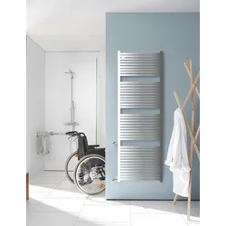 Zehnder Toga Design-Heizkörper, chrom, 1760 x 35 x 500 mm, montagefertig mit Wandkonsolen