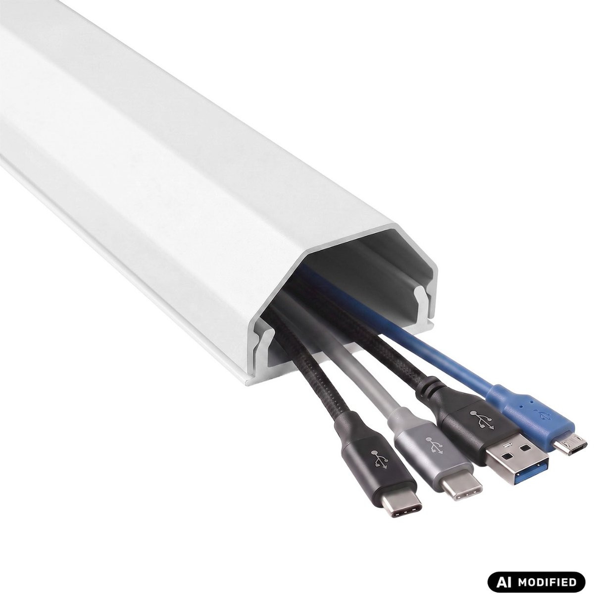 Maclean Kabelgoot Aluminium Afdekstrip voor Kabels - Wit - 33 x 18 x 750 mm - MCTV-897 W