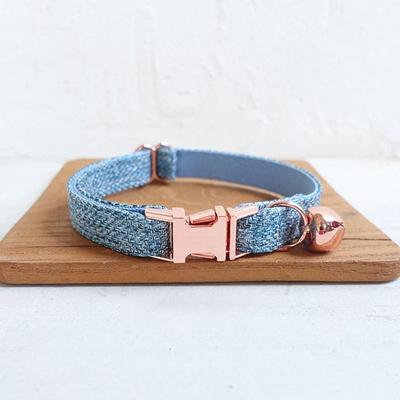 Uplifted Finds Customized Velvet Pet ID Collar With Bowknot & Bell blue s