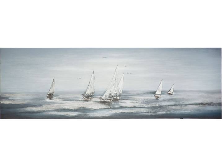 Holzbild GILDE Bild rechteckig Silver Regatta , grau (farbe bild(er): blau), B:150cm H:50cm T:2,6cm, Poly-Leinwand, Bilder, Holzbild