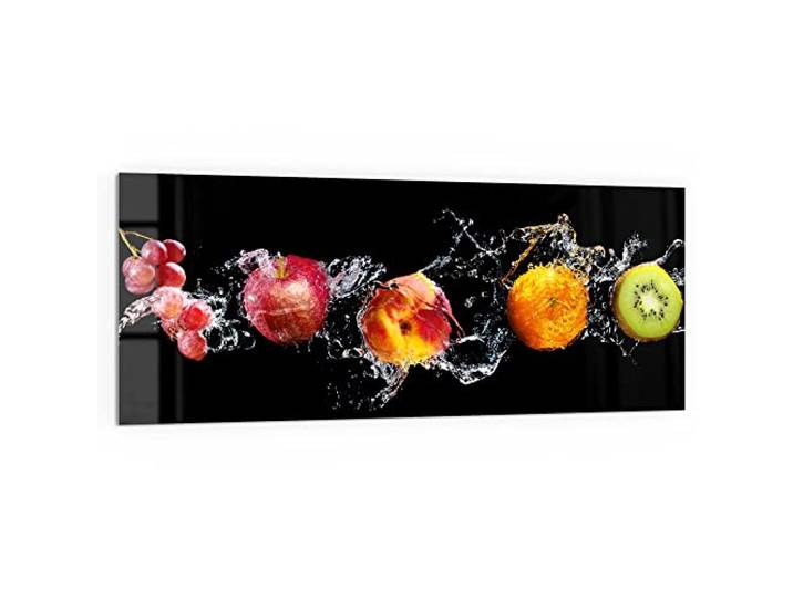 DEQORI Küchenrückwand Glas Motiv Obst abwaschen 125x50 cm Bad- oder Herd-Rückwand Herdblende Spritzschutz für Küche & Badezimmer moderne Deko für Fliesenspiegel
