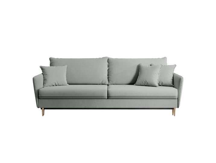 Dreisitziges ausklappbares Sofa Volio, grau, samt,