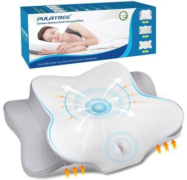 Uplifted Goods Orthopedic Ergonomic Pillow With Breathable Memory Foam white 12.5x13.7x5.5in