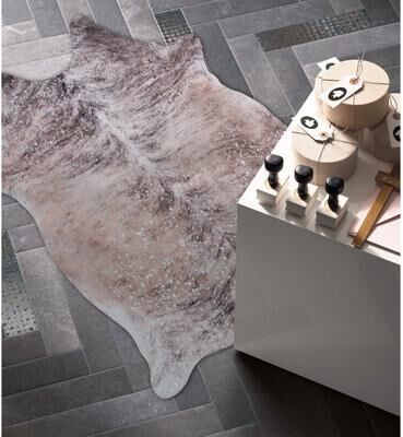 MDA Rugs Rio Collection Faux Cowhide Printed Rug with Foil Accents