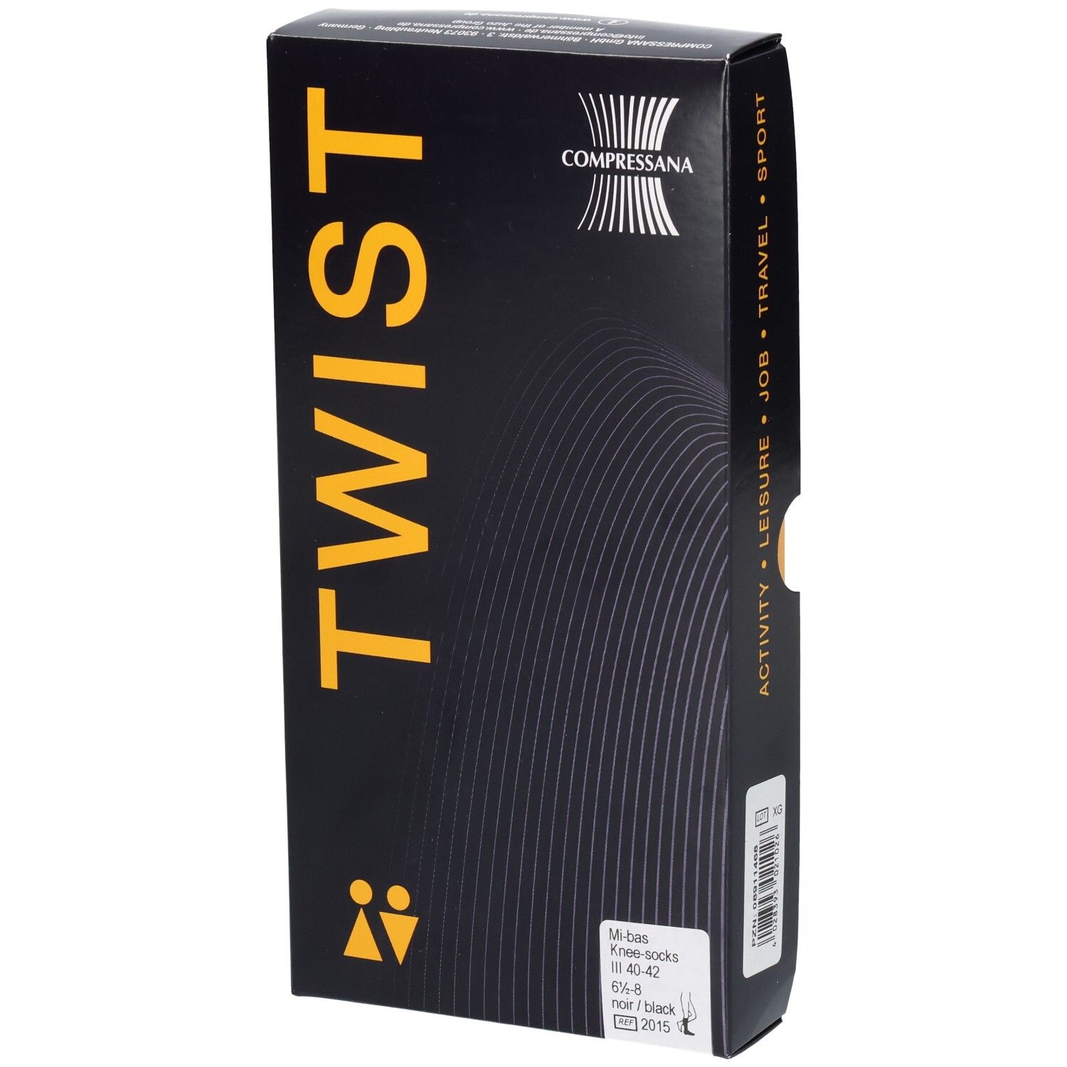 Compressana Twist St.Kniestr.40-42 Gr.3 schwarz 2 St Strümpfe