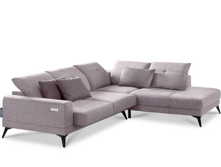 KONSIMO® Ecksofa DAVIDI Ecksofa, USB-Anschluss,verstellbare Kopfstützen