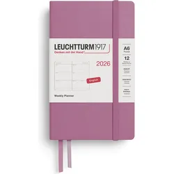 Leuchtturm 1917 Wochenplaner 2026 EN A6, Hardcover, Dusty Pink