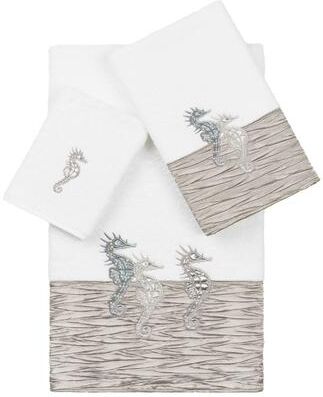Authentic Hotel and Spa 100% Turkish Cotton Sofia 3PC Embellished Towel Set