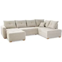 Wohnlandschaft mit Funktion Abby Cord Light Greige