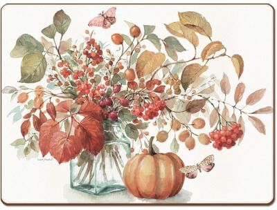 CounterArt Cala Home Autumn in Nature by Lisa Audit Hardboard Placemat Boxed Set of 4