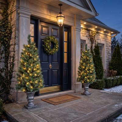 Sterling Potted Hard Needle Cashmere Pine 4ft with Multi-Color LEDs - N/A