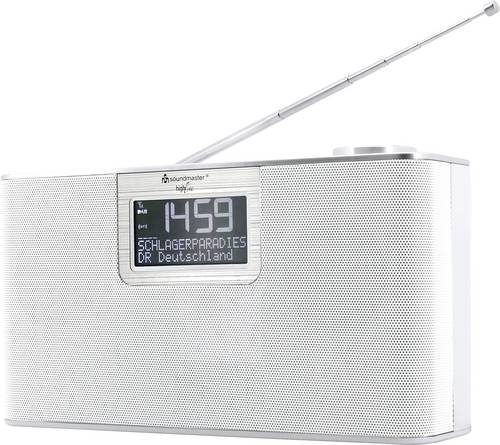 soundmaster DAB700WE Tischradio DAB+, UKW AUX, Bluetooth, SD, USB Freisprechfunktion, Inkl. Mikrofon, Weckfunktion Weiß