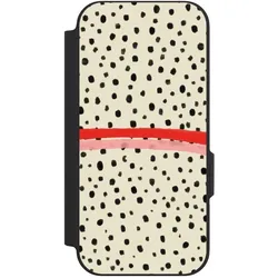 Nivocase Klapphülle für Google Pixel 9a Handyhülle aus Kunst Leder NIVOflip schwarz Kunst Punkte Streifen (Google Pixel 9a), Smartphone Hülle, Schwarz