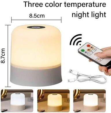 Inspire Select Rechargeable RGB Touch Night Light Table Lamp Dimmable Bedside Lamp With Remote Control 3 Colors