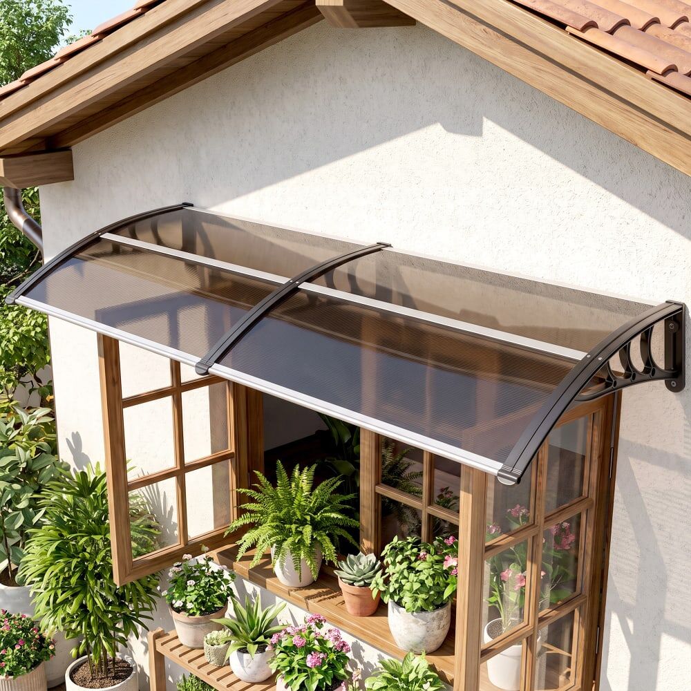 Outsunny Marquesina exterior 195x75x23 cm marrón