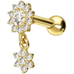 14/18 Karat Gold Ohrpiercing 2 MOISSANIT-BLUMEN