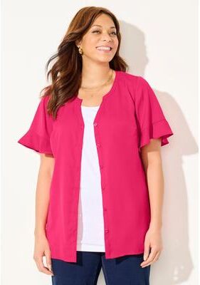 Plus Size Women's Isabella Romance Blouse by Catherines in Pink Burst (Size 3X)