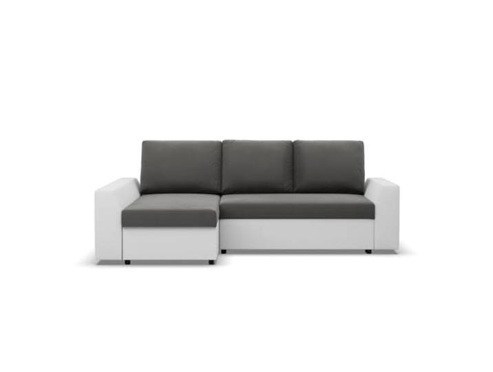 Mebligo LUGO - Ecksofa mit Schlaffunktion, Bettkastem, Komfort und Still, Universelle Seite, grau + weiß (Trinity 15)