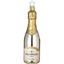Inges Glas Christbaumschmuck Flasche Champagner Salutations Glas 14 cm gold