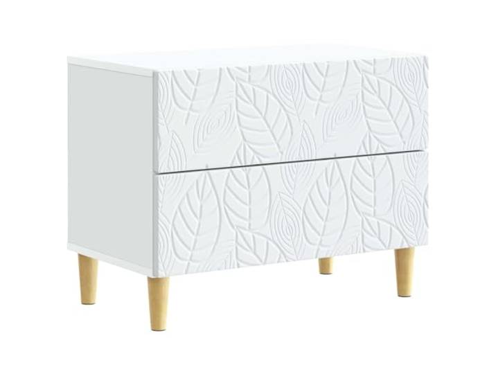 KUPTYERFG Nachttisch Weiß 62x34,5x48 cm Beistelltisch mit 2 Schubladen Moderne Konsole für Schlafzimmer und Wohnzimmer mit zwei Schubladen aus Holzwerkstoff und stabilen Eukalyptusbeinen.
