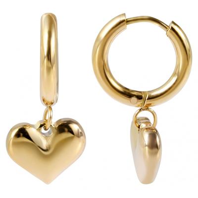 Paar Ohrhänger ADELIA´S "Damen Ohrhänger aus Edelstahl mit Herz - - Ø 10 mm", silber, Ohrringe, Damen, Damen, Edelstahl