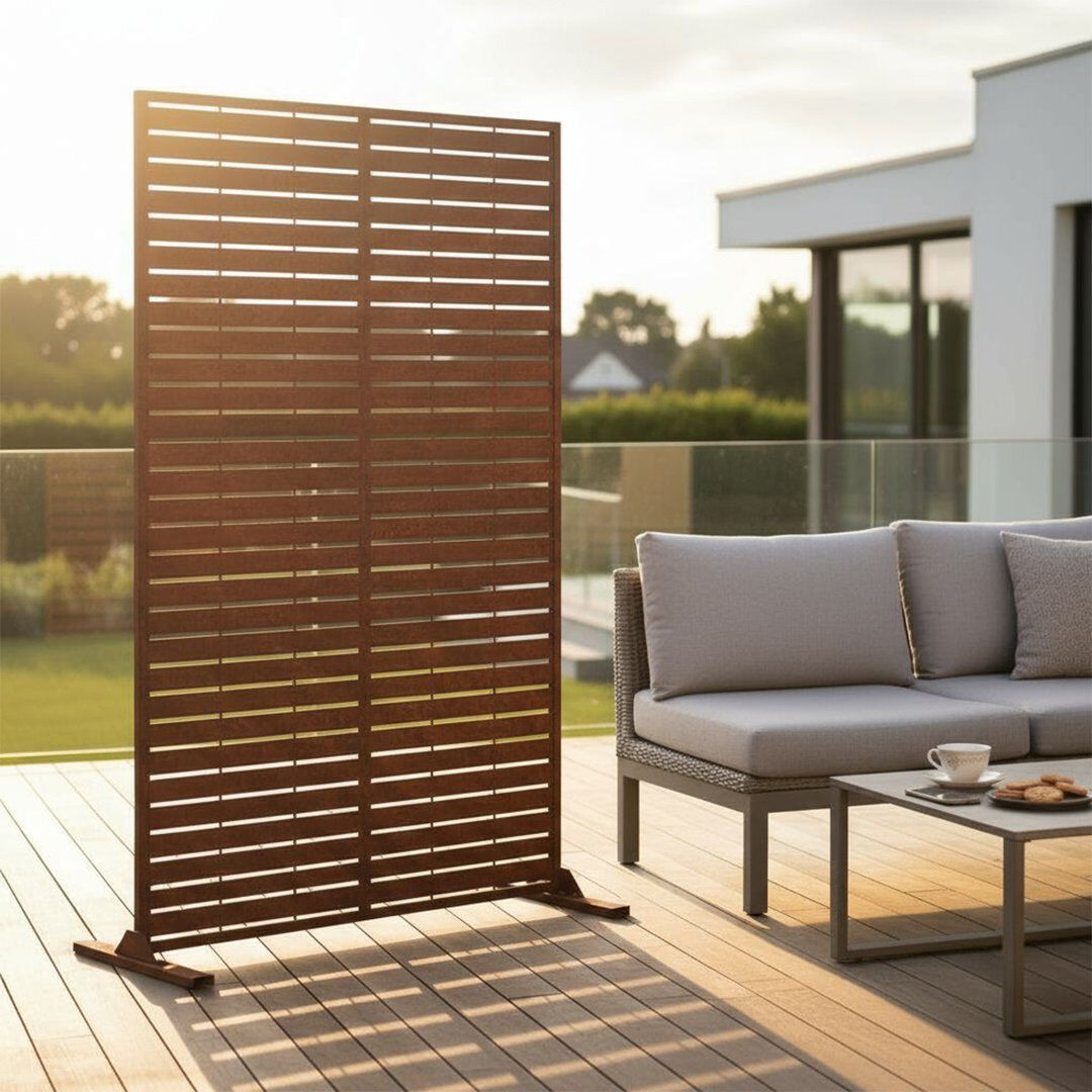 NICOMAN Metal Outdoor Privacy Screen 90cm X 180cm Rust 180cm H X 90cm W X 40cm D