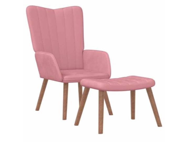 KDVXBCQJH Relaxsessel mit Hocker Rosa Samt Polstersessel Set Bequemes Sessel Set mit Fußhocker aus Rosa Samt und Massivholzfüßen für Wohnzimmer und Schlafzimmer.