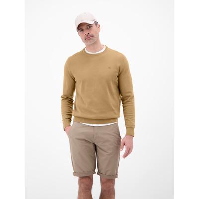 Strickpullover LERROS "Herren Strickpullover aus Baumwolle mit Crewneck Ausschnitt", Herren, Gr. 3XL, beige (light coffee), 100% Baumwolle, Pullover Strickpullover, Weicher Strick-Pullover, Rundhalsausschnitt, lange Ärmel, pflegeleicht