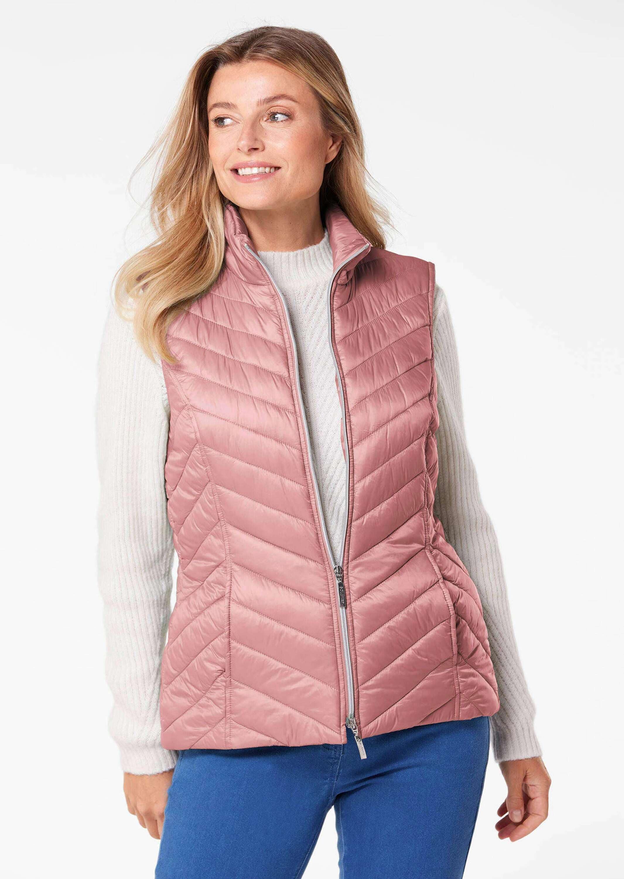 Kurzweste GOLDNER "Kurzgröße Figurschmeichelnde Weste mit leichter Wattierung", Damen, Gr. 22, rosa (altrosé), Obermaterial: 100% Polyamid PA., Westen Kurzweste, Leichte Wattierung mit Diagonalstepp