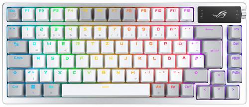 Asus ROG Azoth White USB, Funk, Bluetooth Gaming-Tastatur Deutsch, QWERTZ Weiß Beleuchtet, Abnehmbares Kabel