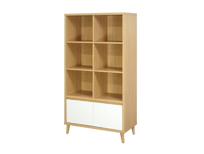 Bibliothèque Grand Modèle 2 Portes Pier Blanc Crème / Effet Bois