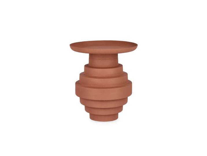Table basse ronde design en métal d36 marron terracotta