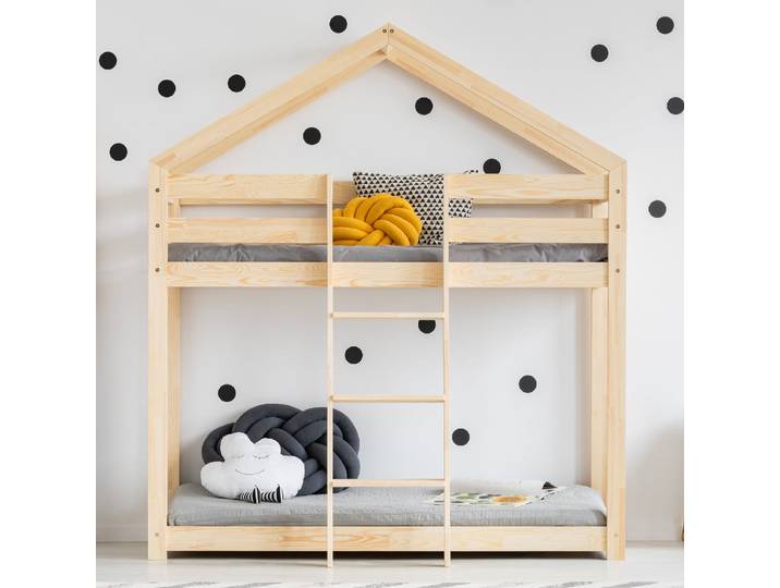Lit cabane superposé 90x190 sommier inclus Hortense Bois