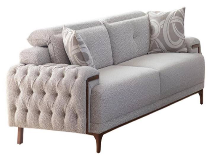JVmoebel 3-Sitzer Graue Polstercouch aus Designerstoff mit USB-Anschluss und Musikboxen, 1 Teile