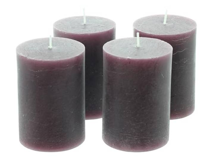Frank Flechtwaren Kerze Berry, 4er Set, Ø 6,8 x 10 cm, Wachs Brenndauer ca. 42 Stunden, Kräftiger Berryton, Leicht strukturiert, Vielseitig einsetzbar, Made in Europe