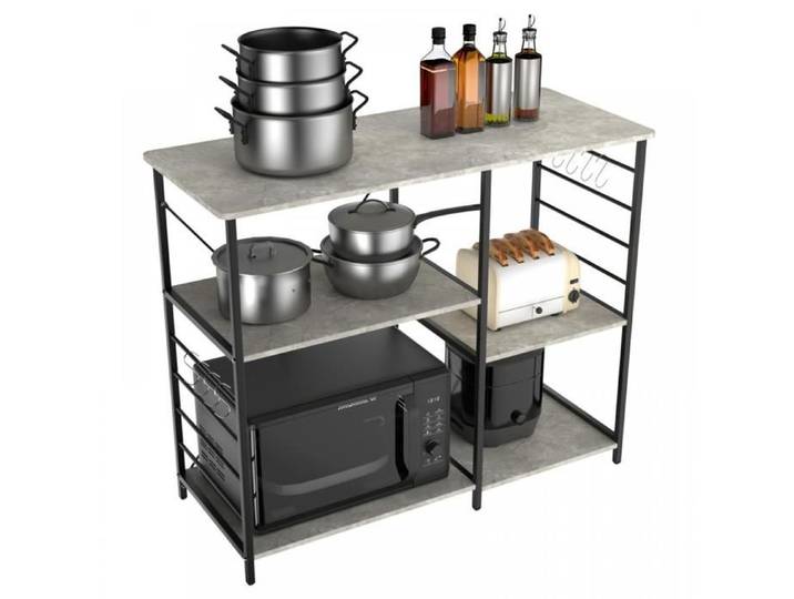 SUPFINE Desserte de Cuisine Cadre en Métal Etagère de Cuisine Industrielle pour Cuisine Salle à Manger Facile à Assembler