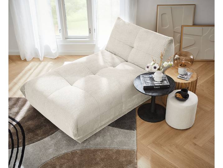 Élément de canapé Chaise longue Blanc Velours côtelé Riffka 105 x 80 x 185cm