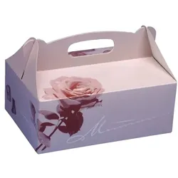 PAPSTAR 150 Gebäck-Kartons, Pappe eckig 23 cm x 16 cm x 9 cm rosé mit Tragegriff