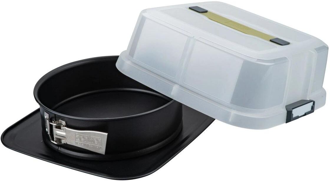 Springform ZENKER "Click&Go 24 cm", schwarz, Ø:24cm, Kunststoff, Stahl, Küchenformen, Springform, Springform mit Transporthaube schwarz Ø 24cm