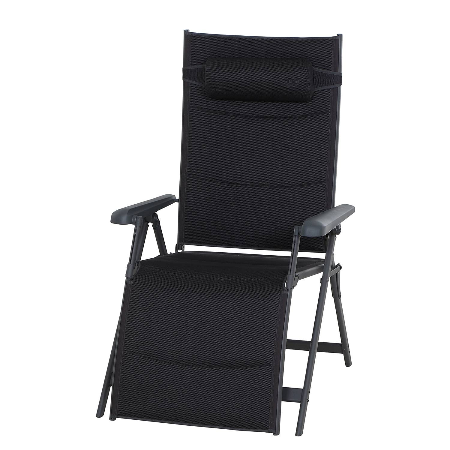 home24 Campingstoel Relax Premium XL zwart aluminium en kunststof