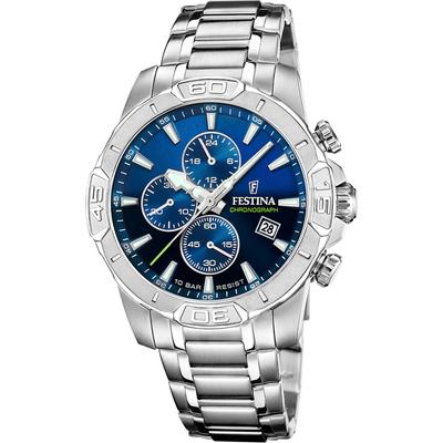 Festina "Timeless Chronograph" Quarzuhr, Armbanduhr, Herrenuhr, Edelstahlarmband, analog, Tag