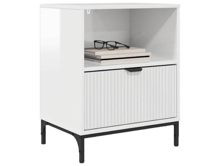 KTHLBRH Nachtschrank 2 Stück weiß glänzend 49 x 36 x 61 cm Modernes Design, einfache Linien, für Schlafzimmer, 2er-Set
