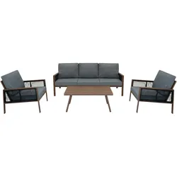 Monstershop 4-teilige Aluminium-Sofagarnitur – Holz