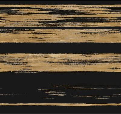Ronald Redding Horizontal Dry Brush Black & Gold Wallpaper