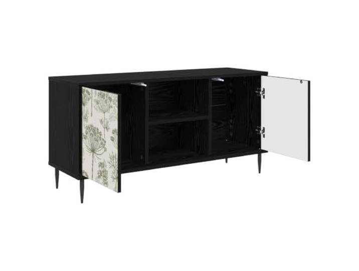 PUGYNBK TV-Möbel, Eiche, Schwarz, 102 x 33 x 51 cm Hochwertiges Holz, erhöhte Beine, geräumige Aufbewahrung, dekoratives Muster, einfache Reinigung