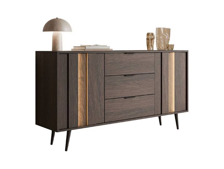 Lookway Kommode ALMA 2D3S Kommode mit LED-Beleuchtung, 153,5x40x83 cm
