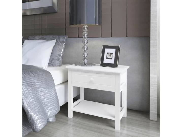 Table de nuit HOME - MODE Table de chevet 2 pcs Bois Blanc 57765