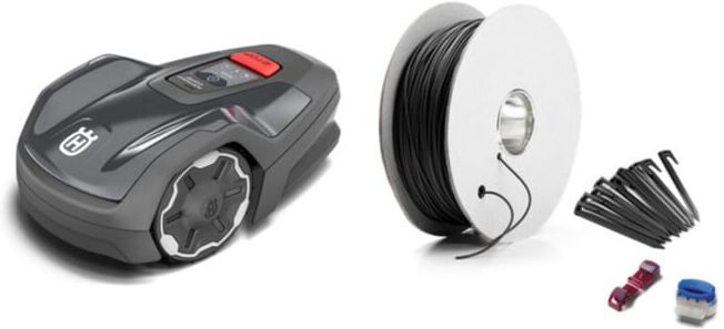 Set Husqvarna Automower Aspire R4 + Husqvarna Mähroboter Automower Installations-Kit Klein